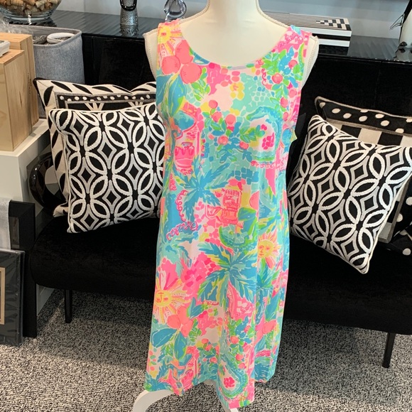 Lilly Pulitzer Dresses & Skirts - NWT. Lilly Pulitzer Sleeveless Tropical Floral Shift Dress in Neon Pink & Aqua